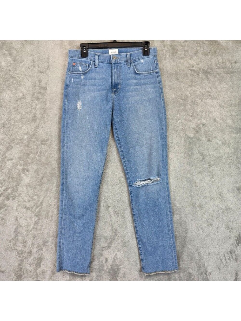 Hudson Natalie Straight Jeans Womens 27 Blue Med Wash Distressed Stretch Denim